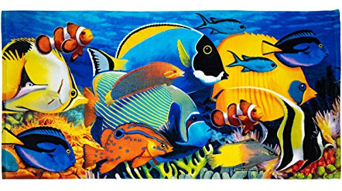 Dawhud Direct Tropical Fish Cotton Beach Towel 0