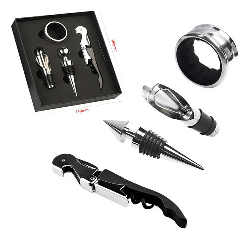 Kit Saca Corcho Servidor Vino Tapon Anillo Especial Regalo 6