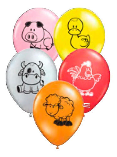 Mis Creaciones Farm Animals Round Balloons 12" x 10 Pack 0