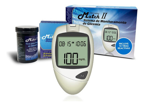 Ok Meter Kit Glucometro Match II Medidor De Glucemia 0