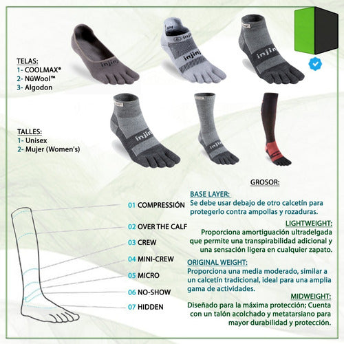 Injinji Sport Weight Micro Length Running Toe Socks Black 3