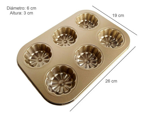 Bz3 Gold Carbon Steel Muffin Mold X6 1