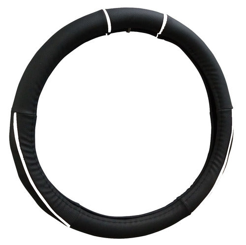 Oregon 38cm Leather Steering Wheel Cover with Detailed Black Trim 0