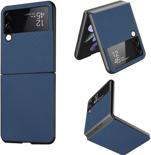 Durable Blue Leather Case for Samsung Galaxy Z Flip 4 5G 0