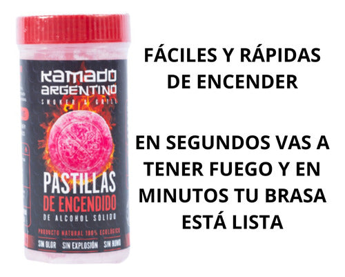 Kamado Argentino Kit Encender Parrilla: Carbon Vegetal Y Pastillas Encendido 2