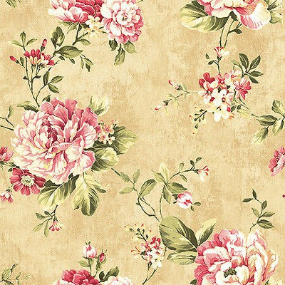 Haok Casa Pared De Beige/Rosa Rosas Flor Oro Fondo Rollo Vintage 0