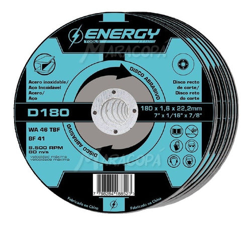 Discos De Corte 7'' Acero Energy 1.6mm Caja X 10 Unidades 0