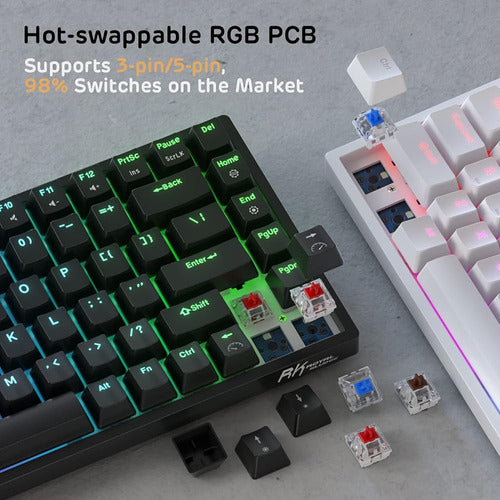 Rk Royal Kludge Rk84 Teclado Mecánico Con Cable Rgb 75% Inte 3