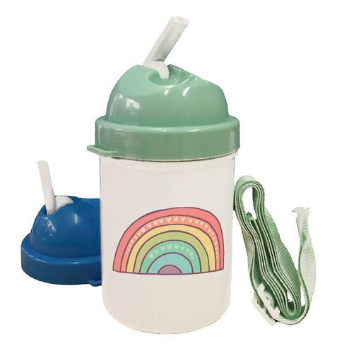 Rainbow Water Bottle in Various Colors with Hearts 0