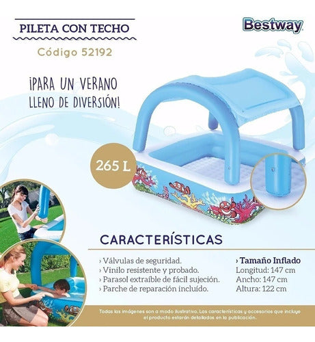 Pileta Pelotero Inflable C/ Techo Desmontable Niños+ Pelotas 4