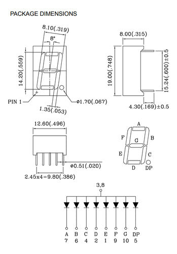 Elumiled 4 Displays 7 Segments 0.56 Common Anode Red Bright 19x12.6 2