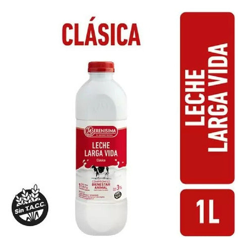 La Serenísima Classic Whole Milk 3% 1L x 6 Pack Long Life 0