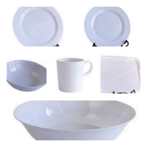 Plastic Ware White Melamine Dinnerware Set - 18 Pieces for 4 People 0