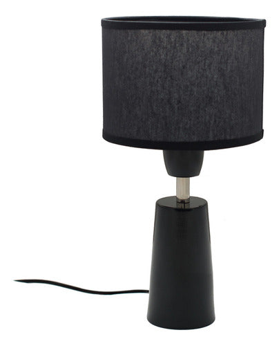 Set of 2 Conical Bedside Table Lamps LED Light Fabric Shade 9