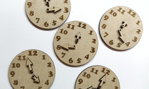 Fibrofacil MDF 5 Clocks 8cm Diameter with Hands 2