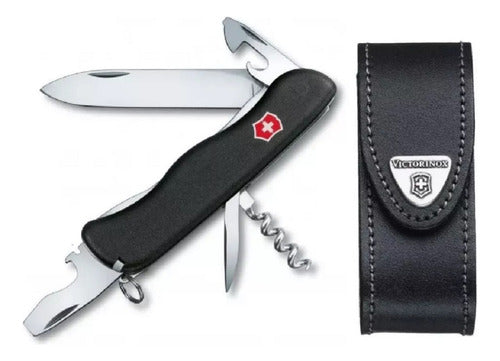 Victorinox Nomad Black Pocket Knife 11 Uses + Leather Case 0