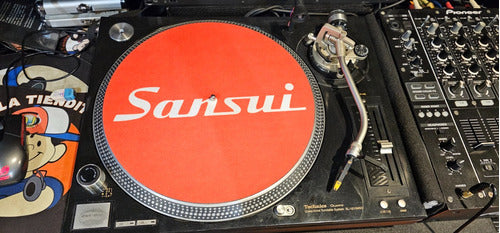 Sansui Logo Blanco Fondo Rojo Paño Slipmat Latex Djproaudio 0