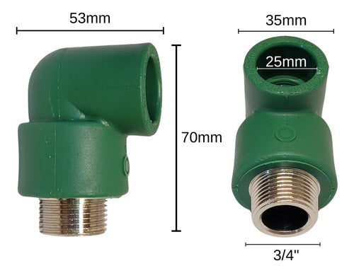Codo 25mm X 3/4' Male Thread Green Fusion Elbow Tubofusion 1