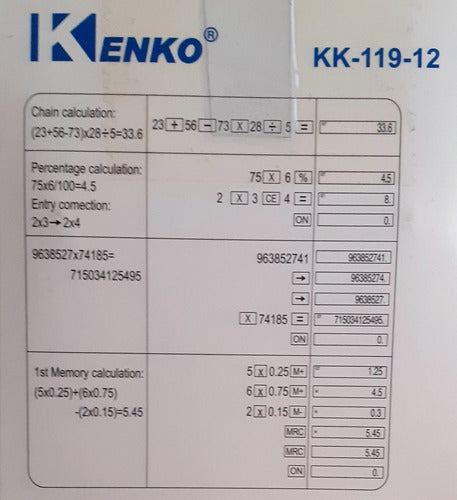 Kenko Large Calculator with Eraser 14.5 x 11 cm Battery Included 3