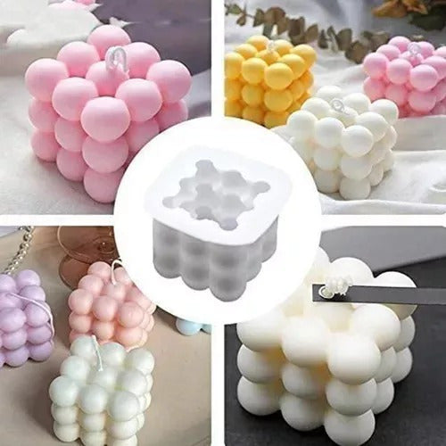 Bubble Silicone Mold Cubes 3D Unique Cavity for Candles 2