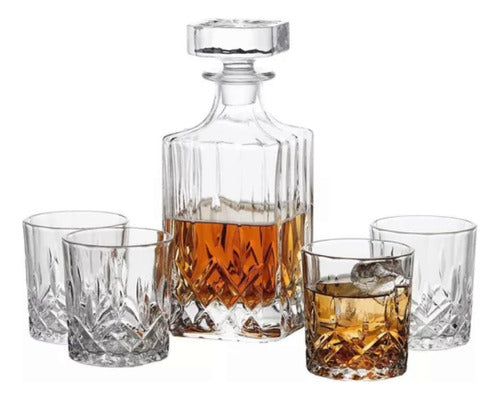 The Kitchen Set Whisky 5 Pieces - Glass Decanter and 4 Glasses 1