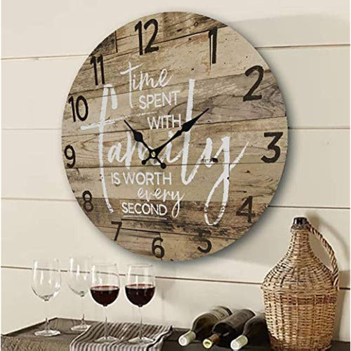 QOL TOP Round Farm Wall Clock - 13 Inches - Rustic Style 4