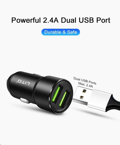 LITO Car Charger Fast Charge Dual USB Output 2.4A Premium 7