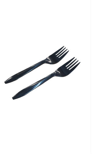 Disposable Plastic Forks Black/Clear (Pack of 60 Units) 3