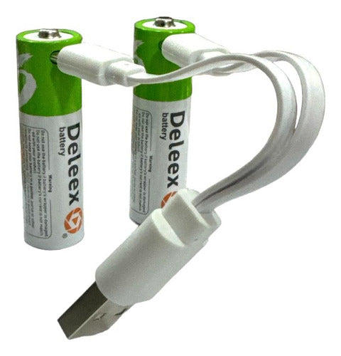 Deleex Rechargeable AA Batteries x 2 USB-C 2600mAh 3