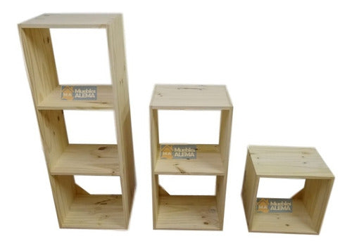 Solid Pine Cube Shelf x 3 Units, 6 Spaces 4