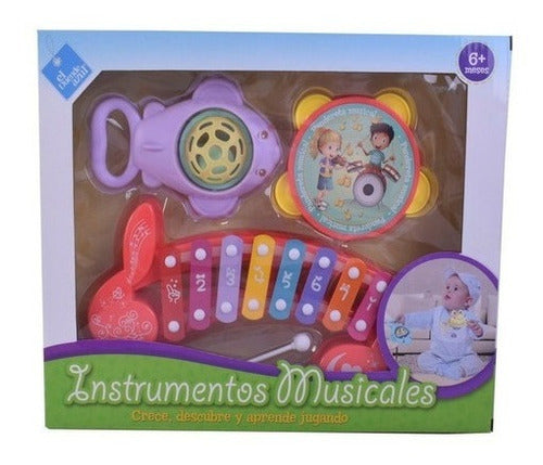 El Duende Azul Musical Set Xylophone Tambourine and Rattle Mt3 7442 Ttm 0