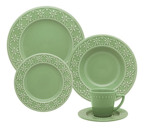 Oxford Set Juego De Vajilla X30 Pz Porcelana Salvia 0