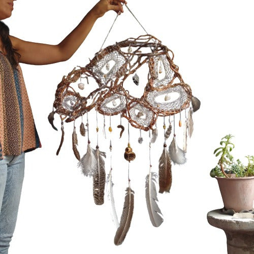 Handcrafted Large Native and Natural Crystal Dreamcatchers 0