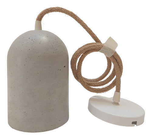 Minimalist Concrete Hanging Pendant Lamp with Textile Cable 0