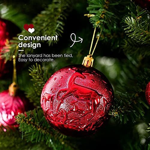 Senjie Christmas Ornaments for Xmas Trees, Red Shatterproof Christmas Ball Ornaments of 32 Pcs 4