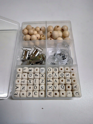 Kit Combo Letras Cubo Cajita Sonajero Bolitas Cuentas Broche 2