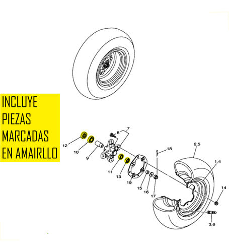 Set Rulemanes Reten Rueda Delantera Yamaha Yfm Raptor 350 1