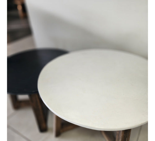 Duo Round Nesting Coffee Tables Gervasoni Microcement Wood 9