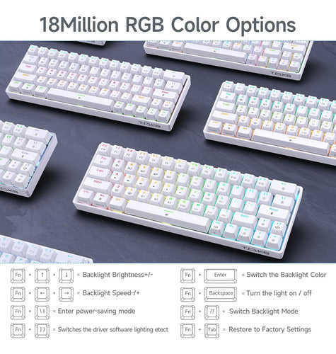 Teclado Gamer Inalámbrico T63, Bluetooth, Rgb, 63 Teclas, Bl 5