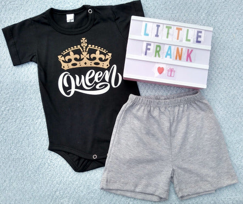 Baby Set Short Sleeve Bodysuit Queen and Shorts by LittleFRANK 1