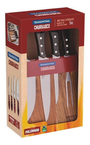 Tramontina Stainless Steel and Polywood 5-Piece BBQ Set 1
