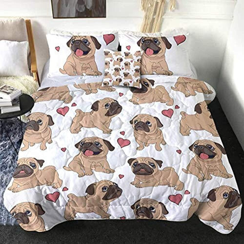 Sleepwish Puppy Pug Quilt Set, Double Size 0