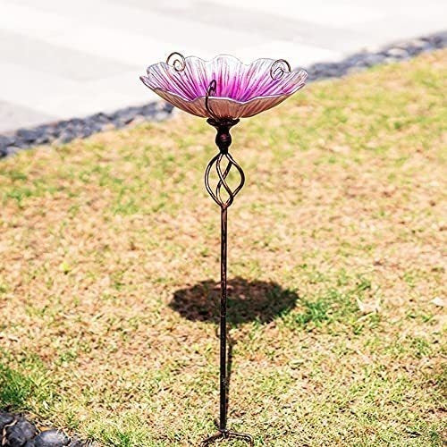 Comedero Mumtop Para Pajaros Flor Cristal Rosa - Estaca 78cm 1