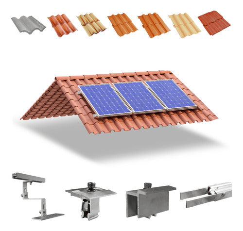 Kit Estrutura Suporte 03 Placas Solar Telha Colonial 1,20m 0