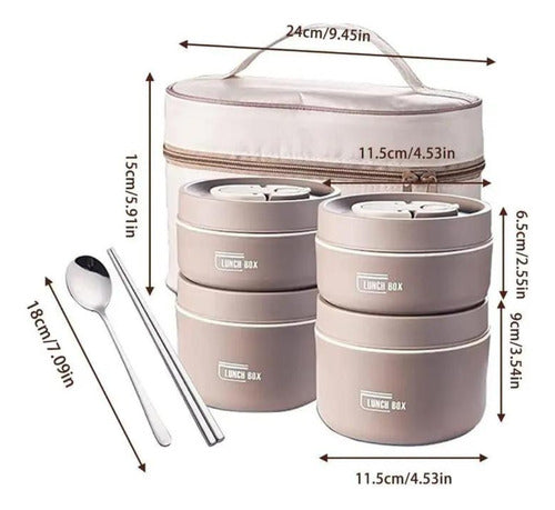 Muy Moderna Set of 4 Thermal Stainless Steel Containers with Bag 5