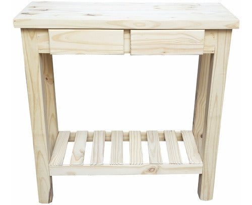 OH16 Breakfast Bar with 2 Shelves - 1.20 Meters, Pine Wood 2