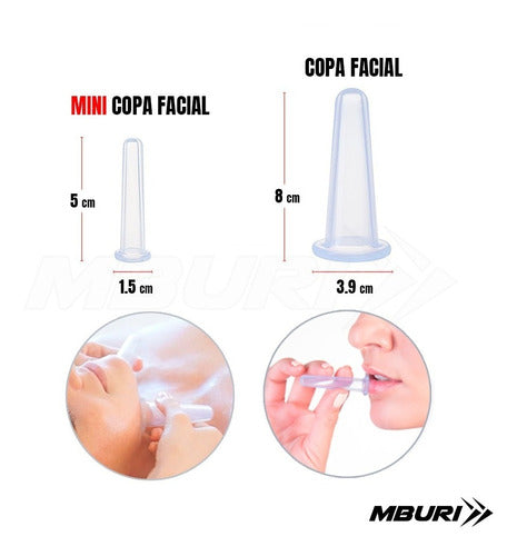 MBURI Cupping XL Cellulite Treatment + Facial Anti-aging Silicone Cups Set 2