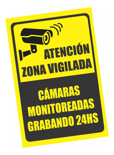 EneGe Cartel En PVC Atención Zona Vigilada Cámaras24hs 20x30cm 0