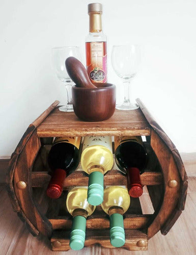 Handcrafted Barrel Style Wooden Wine Rack for 5 Bottles - Campo Style 2