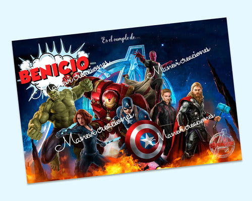 Manevi Creaciones Printable Banner Avengers Captain, Hulk, Iron Man, Thor 0